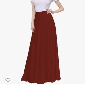 Burgundy Flowy Maxi Skirt